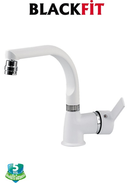 Beyaz Delta Lavabo Bataryası Oynar Başlıklı Banyo Bataryası Çift Su Girişli Lavabo Musluğu Çeşme