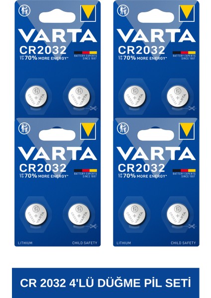 Cr 2032 Lityum Düğme Pil 4'lü Set