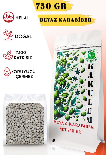 Sertifikalı 750 gr Katkısız Ak Biber Beyaz Tane Karabiber
