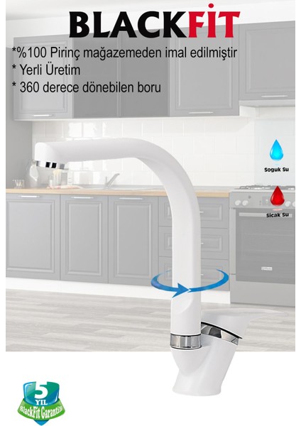 Beyaz Mix Mutfak Bataryası Çift Su Grişli Çeşme Eviye Bataryası Mutfak Çeşmesi modelleri