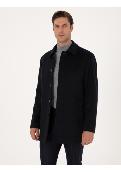 Erkek Lacivert Slim Fit Kaşe Kaban 50314215-VR033 modelleri