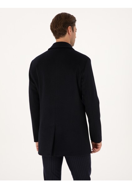 Erkek Lacivert Slim Fit Kaşe Kaban 50314215-VR033 indirimleri