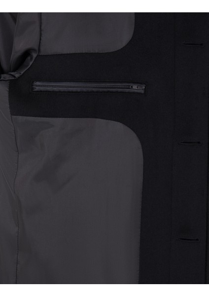 Erkek Lacivert Slim Fit Kaşe Kaban 50314215-VR033