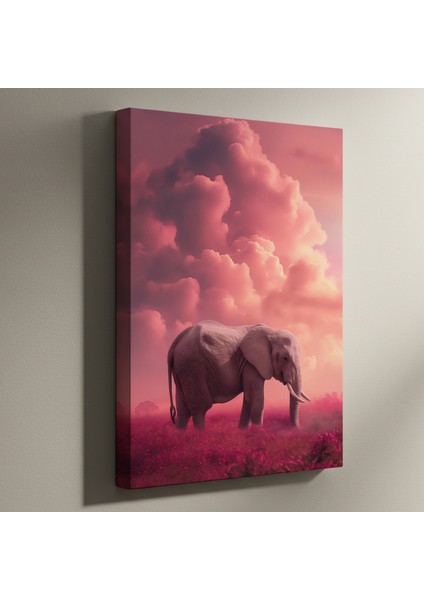 Pembe Gökyüzü ve Fil Soyut Sanat Tablosu