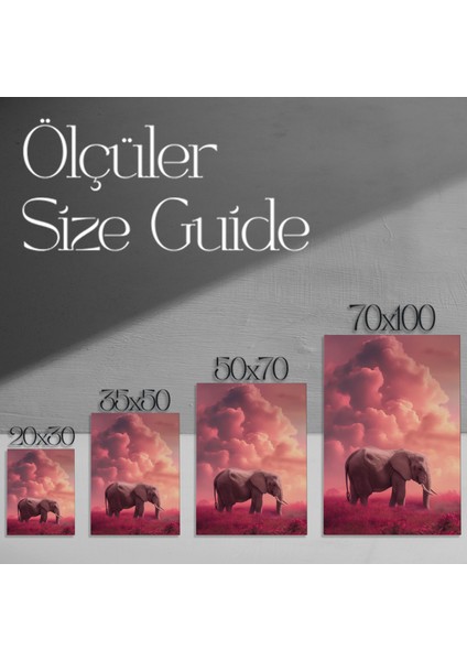 Pembe Gökyüzü ve Fil Soyut Sanat Tablosu modelleri