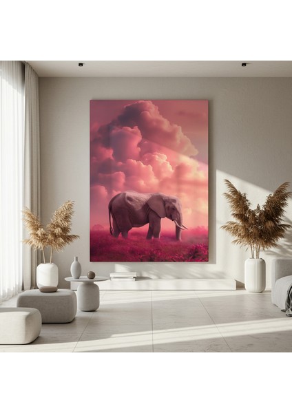 Pembe Gökyüzü ve Fil Soyut Sanat Tablosu fırsatları