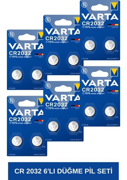 Cr 2032 Lityum Düğme Pil 6'lı Set