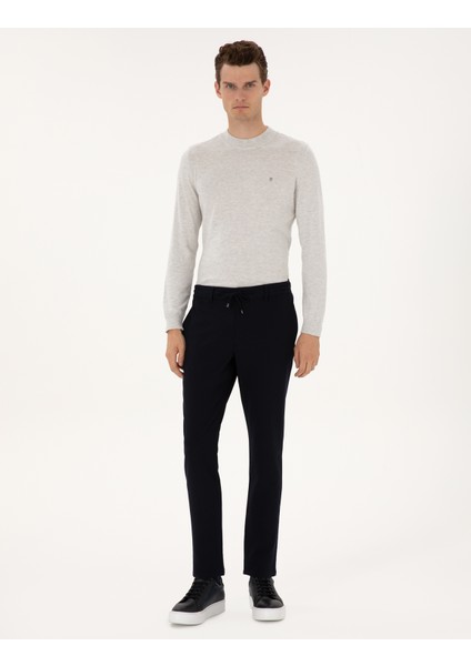 Erkek Lacivert Slim Fit Kanvas Pantolon 50309926-VR033