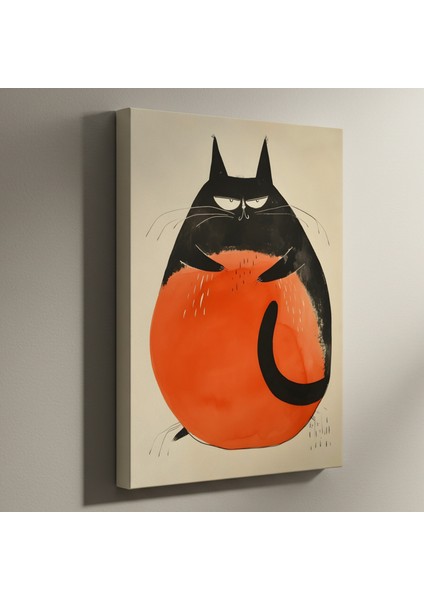 Kedi İllüstrasyonu Soyut Sanat Tablosu