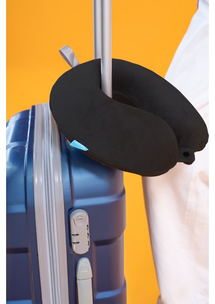 Klasik Visco Seyahat Yastığı Kadife Boyun Yastığı Siyah - 31X27X10 cm fırsatları