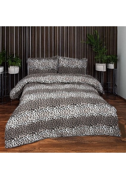 Doğal Leopar Desenli Nevresim Takımı – Çift Kişilik, %100 Pamuk, Yumuşak Dokulu
