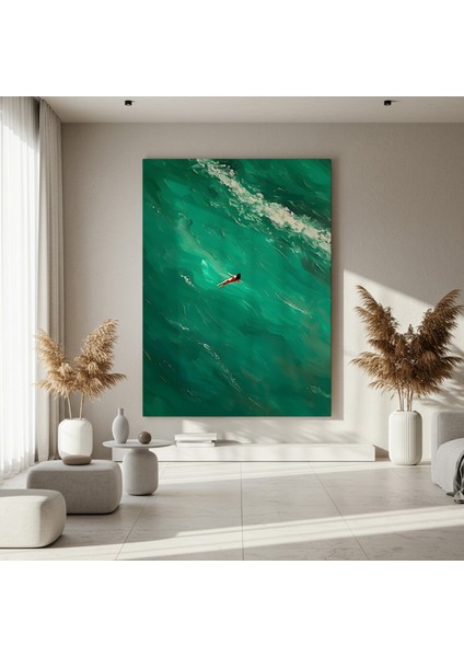 Akrilik Boya Tekniğiyle Gerçekleştirilmiş Soyut Deniz Manzarası Tablosu fırsatları