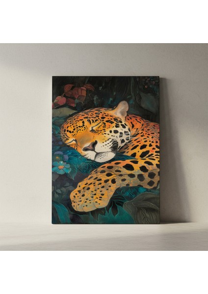 Yatakta Uyuyan Jaguar İllüstrasyon Tablosu fiyatları