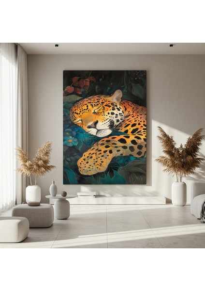Yatakta Uyuyan Jaguar İllüstrasyon Tablosu fırsatları