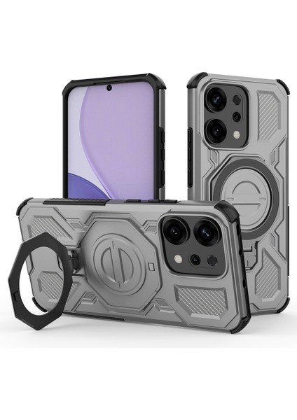 Oppo RENO14 5g Manyetik Kılıf Döner Metal Ayaklı Pc + Tpu Telefon Arka Kapağı (Yurt Dışından)