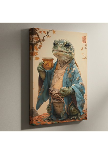 Japon Tarzı Kaplumbağa Illüstrasyon Tablosu