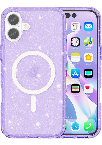 iPhone 17 Simli Toz Pc + Tpu Telefon Kılıfı Magsafe ile Uyumlu (Yurt Dışından)