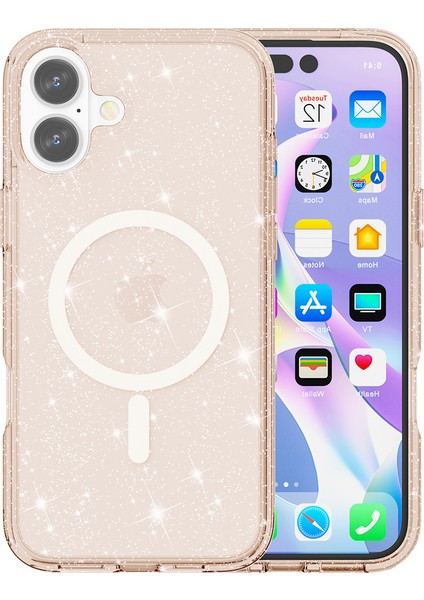 iPhone 17 Simli Toz Pc + Tpu Telefon Kılıfı Magsafe ile Uyumlu (Yurt Dışından)