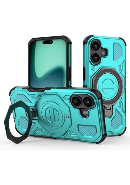 iPhone 17 Manyetik Kılıf, Döndürülebilir Metal Ayaklı Darbeye Dayanıklı Pc + Tpu Telefon Arka Kapağı (Yurt Dışından)
