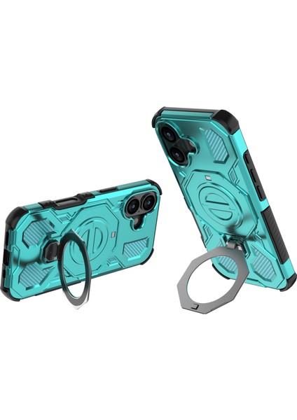 iPhone 17 Manyetik Kılıf, Döndürülebilir Metal Ayaklı Darbeye Dayanıklı Pc + Tpu Telefon Arka Kapağı (Yurt Dışından) fiyatları