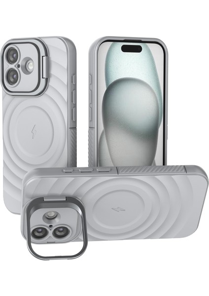 iPhone 17 Pc Kickstand Dalgalı Doku Tpu Telefon Kılıfı Magsafe ile Uyumlu (Yurt Dışından)