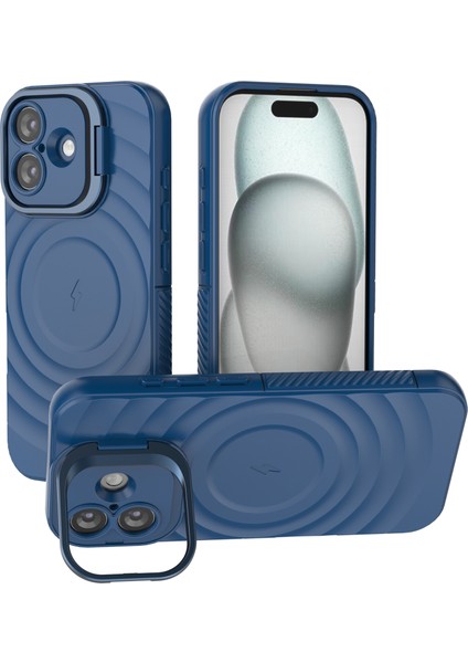 iPhone 17 Pc Kickstand Dalgalı Doku Tpu Telefon Kılıfı Magsafe ile Uyumlu (Yurt Dışından)