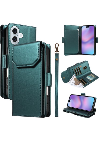 iPhone 17 Pu Deri Telefon Kılıfı Çoklu Kart Tutucu ve Kayışlı (Yurt Dışından)