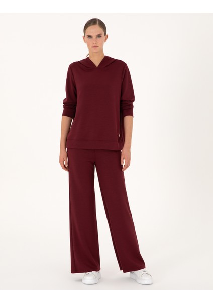 Kadın Vişne Oversize Modal Karışımlı Kapüşonlu Sweatshirt 50314972-VR223 fırsatları