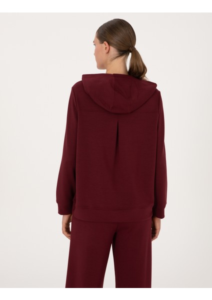 Kadın Vişne Oversize Modal Karışımlı Kapüşonlu Sweatshirt 50314972-VR223 indirimleri