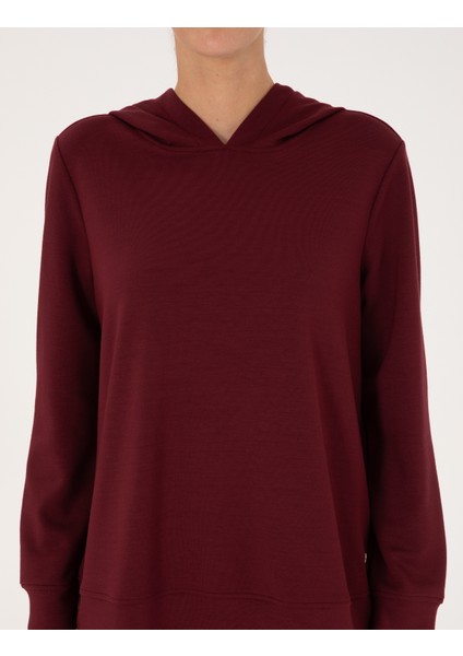 Kadın Vişne Oversize Modal Karışımlı Kapüşonlu Sweatshirt 50314972-VR223