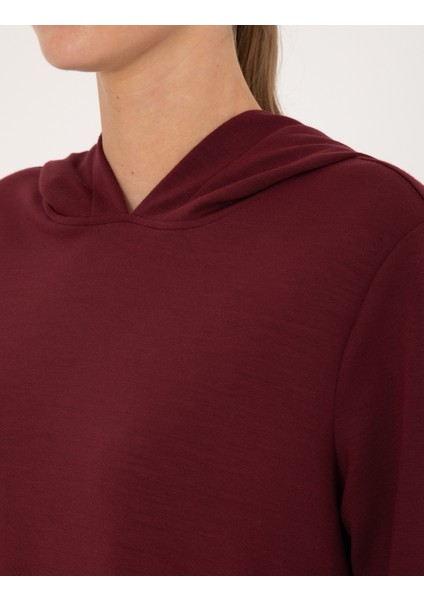 Kadın Vişne Oversize Modal Karışımlı Kapüşonlu Sweatshirt 50314972-VR223