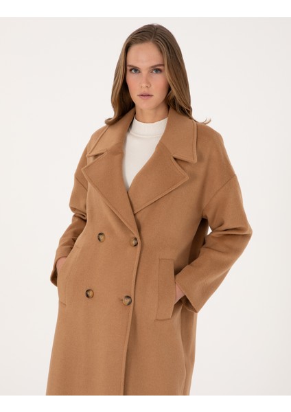 Kadın Camel Comfort Fit Kaşe Kaban 50308955-VR015 fiyatları