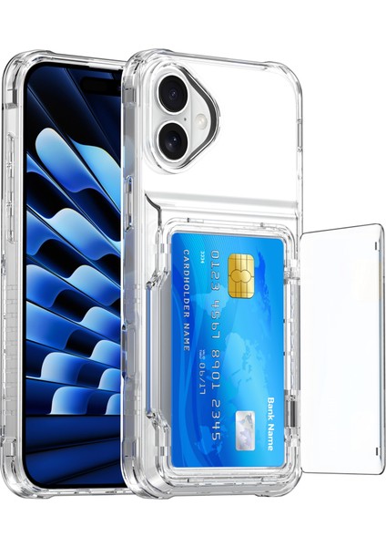 iPhone 17 Şeffaf Kılıf Pc + Tpu Telefon Kılıfı Kart Tutucu Ayaklık (Yurt Dışından) fiyatları