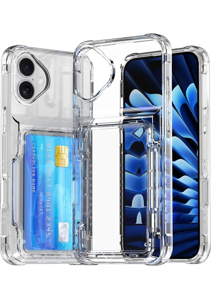 iPhone 17 Şeffaf Kılıf Pc + Tpu Telefon Kılıfı Kart Tutucu Ayaklık (Yurt Dışından) modelleri