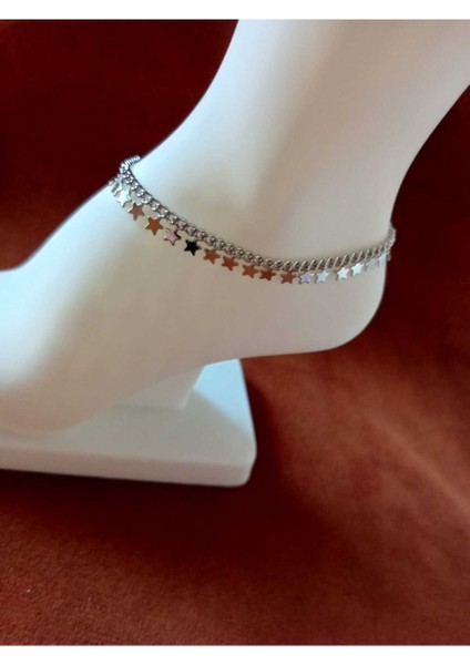 Çelik Gümüş Renk Yıldız Halhal