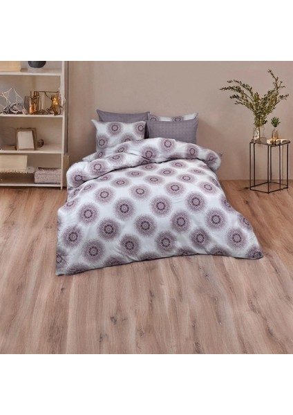 Eflatun Tonlarında Mandala Desenli Nevresim Takımı – Çift Kişilik, %100 Pamuk, Yumuşak Dokulu