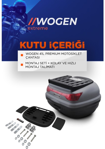 WG41 Premium Arka Çanta 41 Litre (Nardo Gri) + Karbon Dizli modelleri