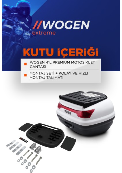 WG41 Premium Arka Çanta 41 Litre (Beyaz) + Karbon Dizlik He