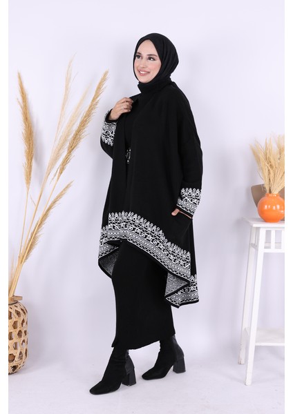 17017 Etnik Desen Panço Siyah