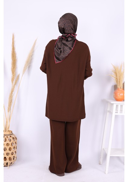 Triko Tunik Pantolon Takım 17035 Kahverengi modelleri