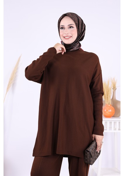 Triko Tunik Pantolon Takım 17035 Kahverengi fırsatları