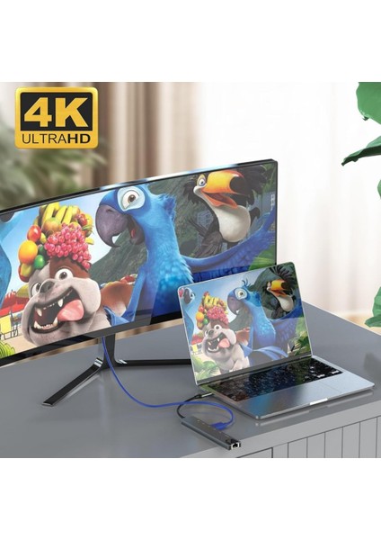 Macbook Pro Air Uyumlu Usb Type-C 8 Hub Dönüştürücü Çevirici Çoklayıcı USB, HDMI, Micro Sd 8in1 fırsatları