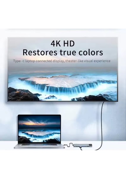 Macbook Pro Air Uyumlu Usb Type-C 8 Hub Dönüştürücü Çevirici Çoklayıcı USB, HDMI, Micro Sd 8in1