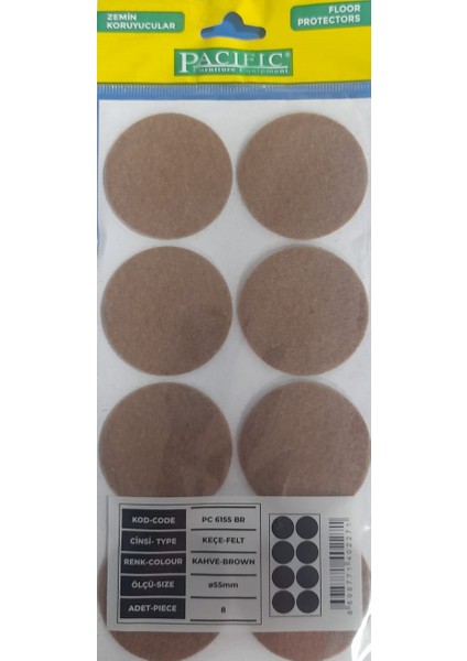 Yapışkanlı Keçe 55MM Yuvarlak