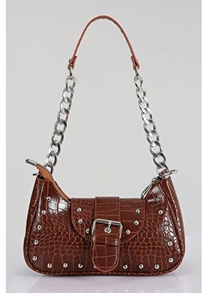 Bony Zımbalı Timsah Desenli Taba Kol Çantası fiyatları