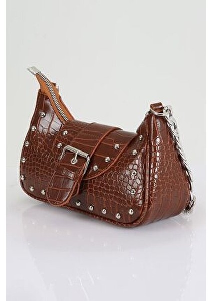 Bony Zımbalı Timsah Desenli Taba Kol Çantası modelleri