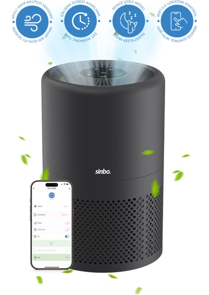 SAP-5508 Akıllı H13 Hepa Filtreli Wifi Özellikli Akıllı Hava Temizleyici