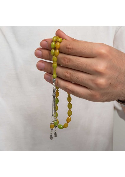 Gümüş Püsküllü Sıkma Kehribar Tesbih fırsatları