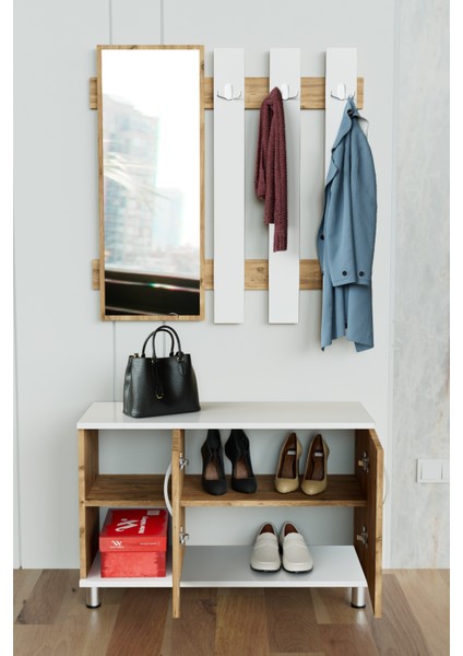 "alçin" Ayakkabılık ve Askılık & Portmanto Ahşap-Beyaz fiyatları