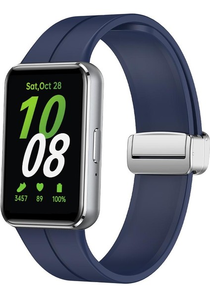 Samsung Galaxy Fit 3 Için Gümüş Tokalı Silikon Kayış (Yurt Dışından)